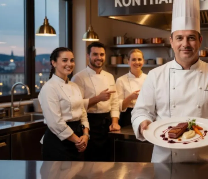 Executive séfek és vendéglátó csapat a Legjob But Mutato konyhájában